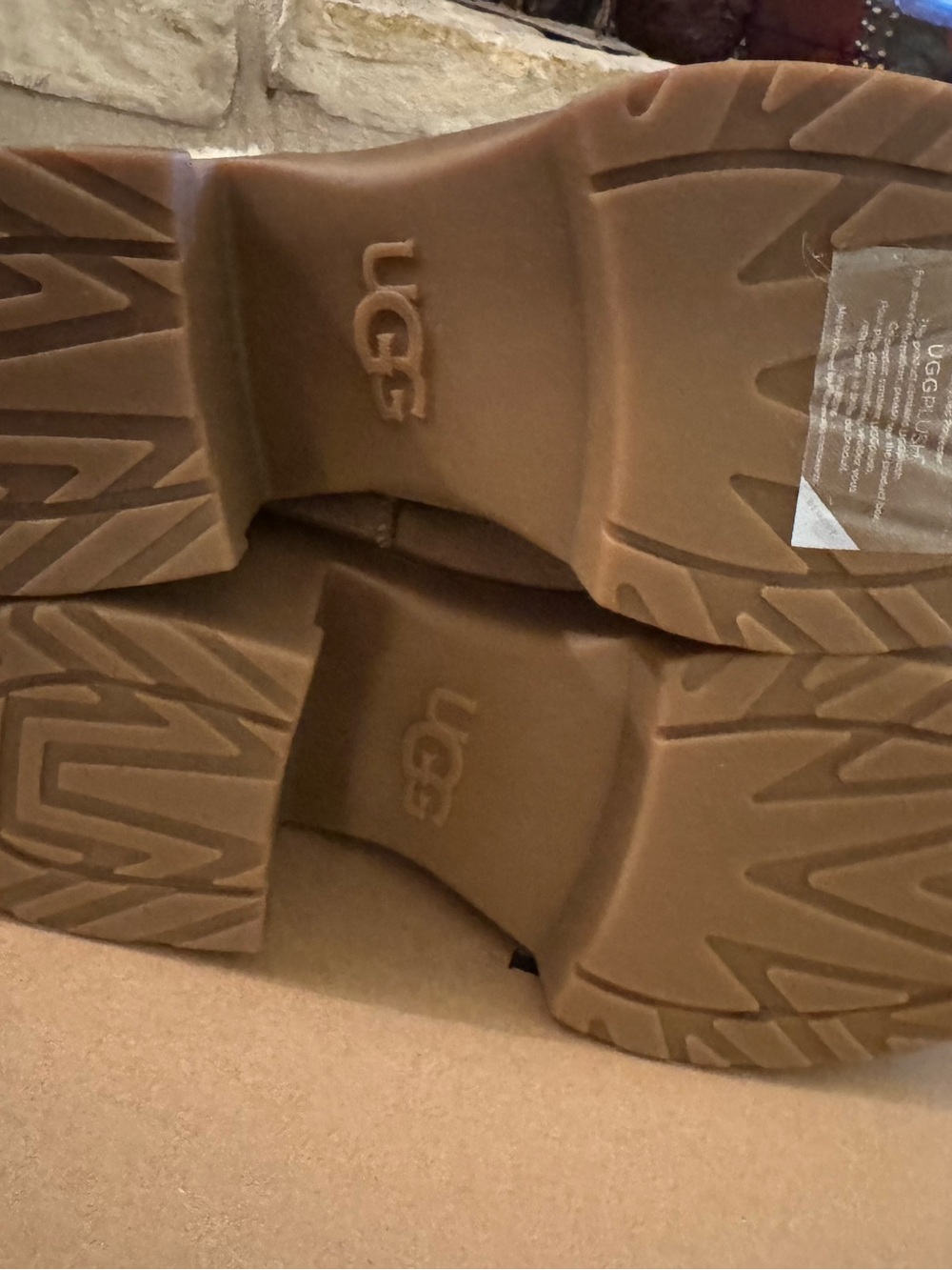 UGG Moxy Chestnut Shearling-Trim Platform Ankle Boots Size 9 NEW - Picture 6 of 6
